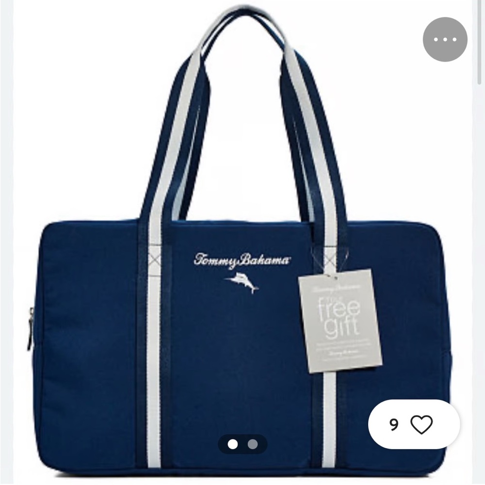 Tommy Bahama Blue Duffel Bag with White Accents